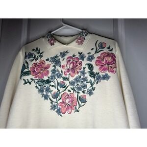 Vintage 90's Floral Print Grama‎ Collard Sweater Sz Womens Medium